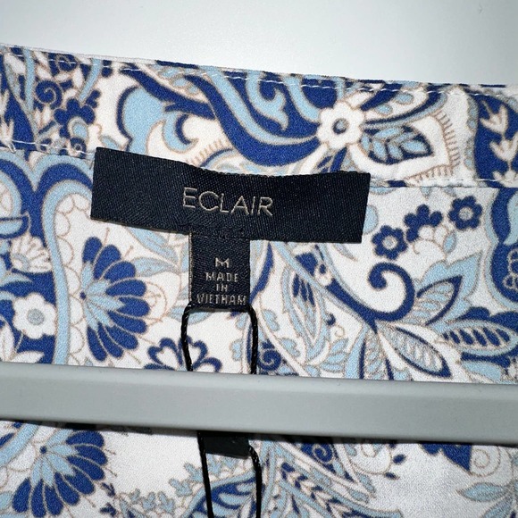 ECLAIR BLUE PAISLEY RUFFLED TIE WAIST LIGHTWEIGHT MEDIUM - Picture 3 of 4